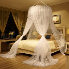 Mosquito Net Bed Canopy with Elegant Lace Dome, Glow in the Dark, Fits Single and Double Beds