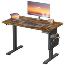 VASAGLE Electric Standing Desk, Height Adjustable Desk, 100 x 60 cm, Continuous Adjustment, Spliced Tabletop, 4 Memory Heights, Rustic Brown