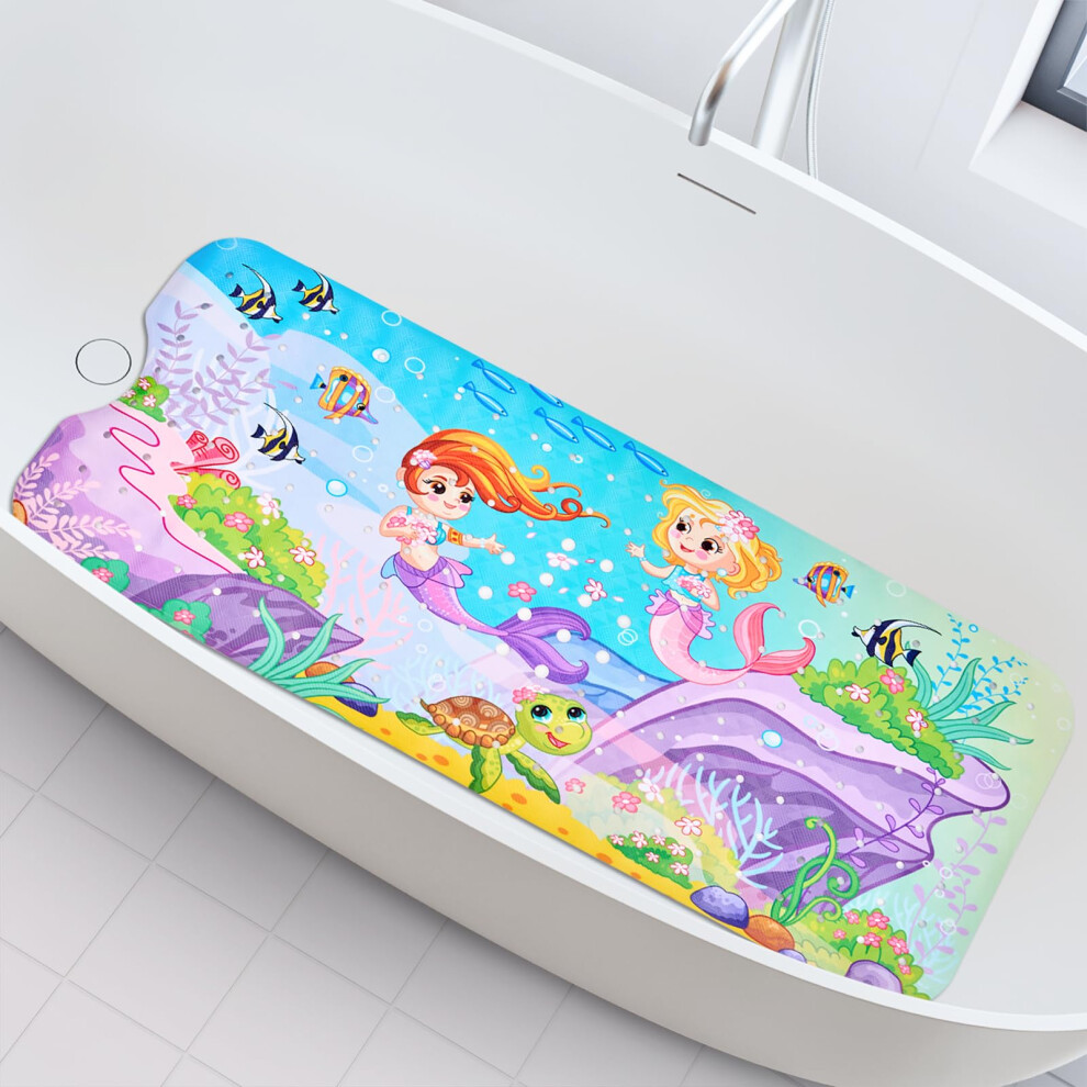 Baby Bath Mat Non Slip Anti Mould, 100X40cm Extra Long Bathtub Mat For Kids, Large Shower Mat For Inside Bath, Soft Tub Mat With Strong Weltrxe