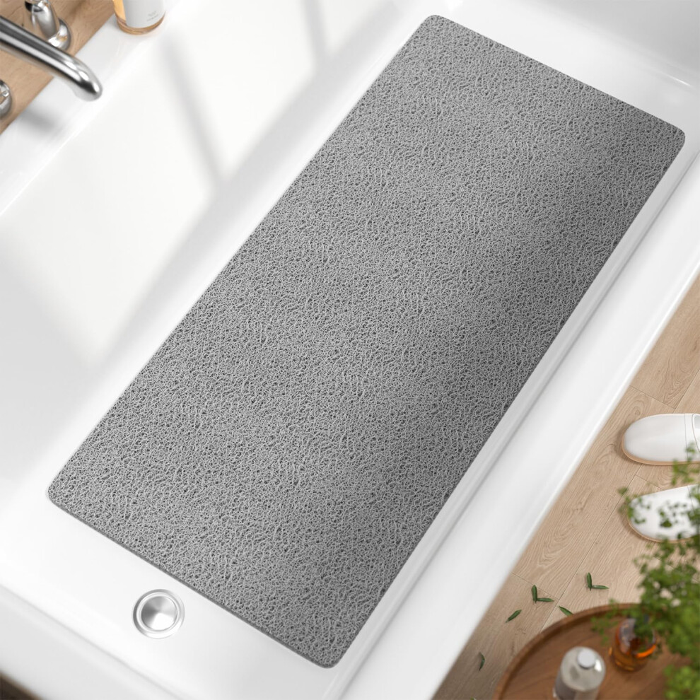 Hitslam Bath Mat Non Slip Anti Mould, 88 X 40 Cm Long Soft Pvc Loofah Shower Mat For Inside Shower, Bathtub Mat Without Suction Cups, Quick Drying 5051222021156