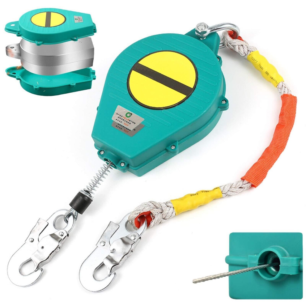 Alloy Steel Self Retracting Lifeline 20M 300Kg Capacity, Fall Protection Lanyard With Rebar Hook For Roofing And Climbing 9070919383861