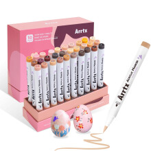 Arrtx 30 Colors Skin Color Acrylic Paint Pens, Skin Tone Paint Markers Paint Pens for Artists Adults Coloring Drawing Brush Tip for Rock Painting,