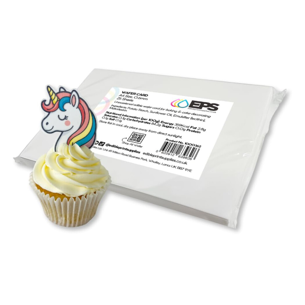 Edible Print Supplies Eps Edible Wafer Card - Pack Of 25 Plain White A4 Edible Sheets - Double Thickness Wafer Paper/Rice Paper (0.6Mm-0.65Mm) - For Edible Printing Cake