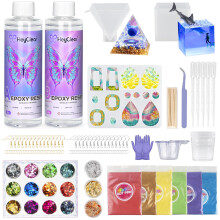 HeyClear Epoxy Resin Kit with Moulds for Beginners -16oz/473ml Super Clear and Hard Epoxy Glue Complete Craft Supplies Set for Starters Casting Art,