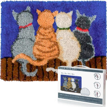 EsLuker.ly Latch Hook Rug Kit DIY Crochet Carpet for Adults Kids Beginners, Cats Patterns Pre-Printed Canvas Yarn Rug Hooking Kits, Creative Craft