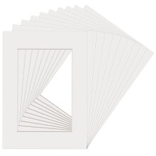 BUENTYA 10Pcs White Picture Mounts, A3 Mount Picture Frame Mounts Acid Free Photo Mount Mat Board Square Photo Mounts Inside Aperture to fit for A4