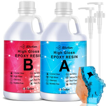 JDiction Epoxy Resin, Clear High Gloss 1 Gallon/128oz Epoxy Resin Self-Leveling Coating and Casting Resin for Jewelry Making, Table Top, Wood and Mold