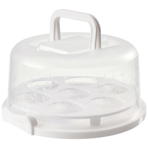 Cake Carrier with Secure Locking Lid and Handle, 10 Inch Round Clear Cake Storage Container