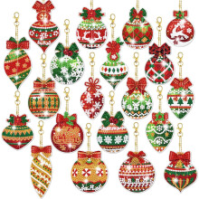 ExploreUncharted 20PCS Christmas Diamond Painting Kits 5D DIY Diamond Painting Keychain Christmas Hanging Diamond Art Kits Diamond Art Christmas