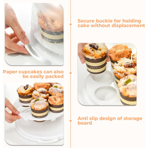 Cake Carrier with Secure Locking Lid and Handle, 10 Inch Round Clear Cake Storage Container 1