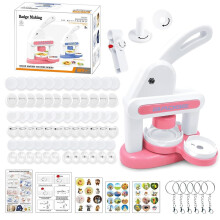 KBIBCK Button Maker Machine, 35mm and 55mm Badge Punch Press Kit, Badge Making Kit for Kids with 72 Pcs Button Parts and 3 Stickers, Badge Machine