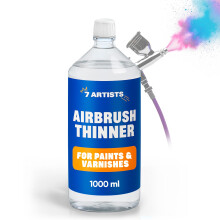 7 Artists Airbrush Thinner Fluid 1ltr ? Air Brush Paint Thinners for Acrylics, Model Paint | Retarder Medium for Airbrush Kit and Spray Gun Use |