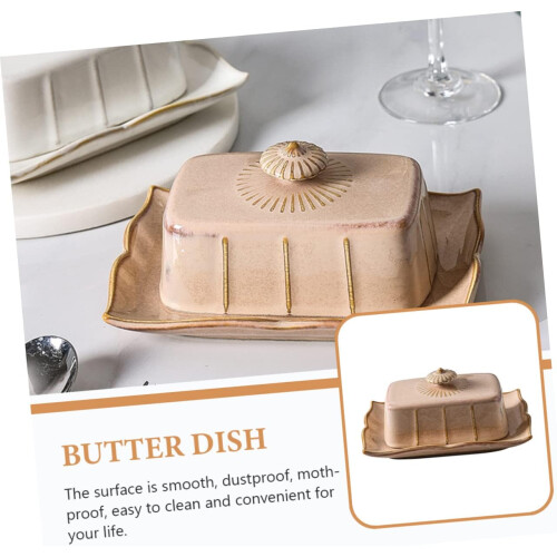 Ceramic Butter Dish with Lid Keeps Butter Fresh OdorResistant Durable Design for Kitchen Counter 1