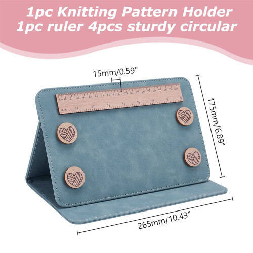 HOBBIESAY 1Pc Folding Knitting Pattern Holder Cadet Blue Knitting Chart Holder Adjustable Pattern Display Board Foldable Sewing Chart Keeper with 1