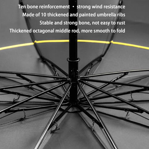 Large Windproof Golf Umbrella 49 Inch Automatic OneHand Open Foldable Durable Fiber Ribs Black 2