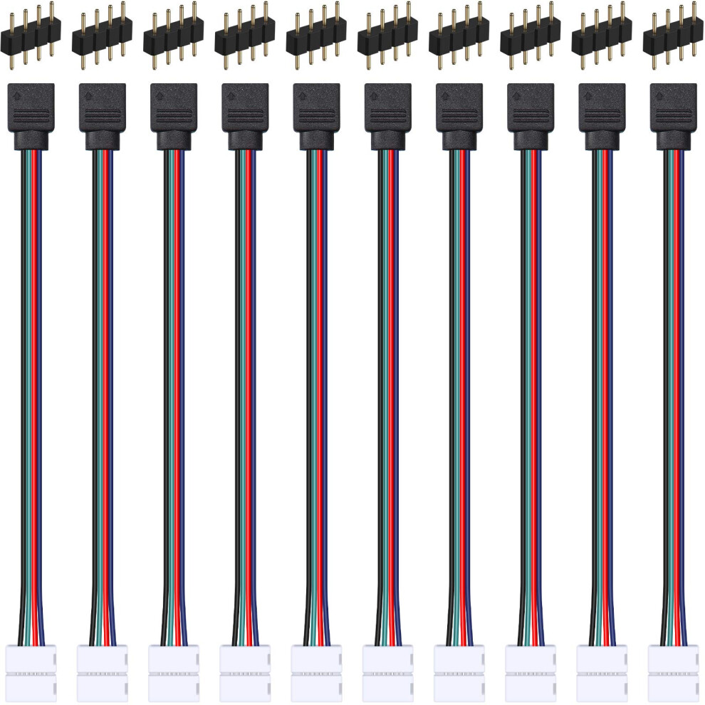 Led Strip Light Connector Kit 10Mm 4Pin Tool Adapter With Male And Female Plugs For 5050 3528 Rgb Led Strips 9053599766704