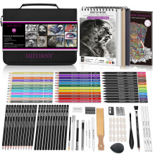 HIFORNY 100 PCS Drawing & Sketching Set, Professional Art Supplies with Graphite,Charcoal, Colored,Watercolor,Metallic Pencils,Blending