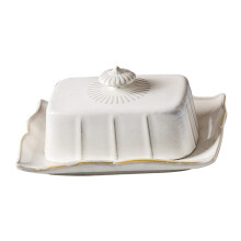 Ceramic Butter Dish with Lid Freshness Preserving Retro Design for Kitchen Counter and Storage