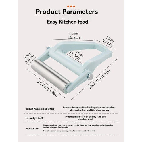 Stainless Steel Rolling Pin with Dough Cutter, Foldable NonStick Design for Effortless Baking 1