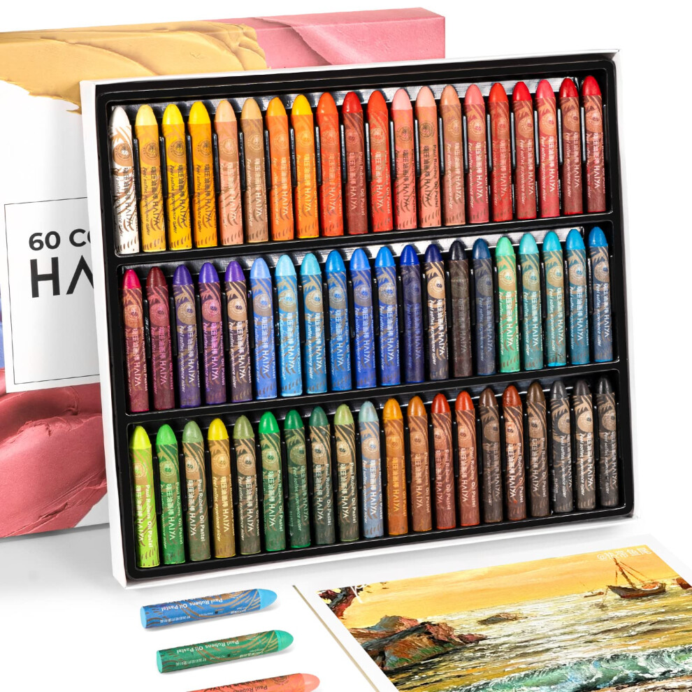 Paul Rubens Oil Pastels, 60 Colors Artist Soft Oil Pastels Vibrant and Creamy, Art Supplies for Artists, Beginners, Students, Art Painting Drawing-image-OPC-PR87RHF-NEW
