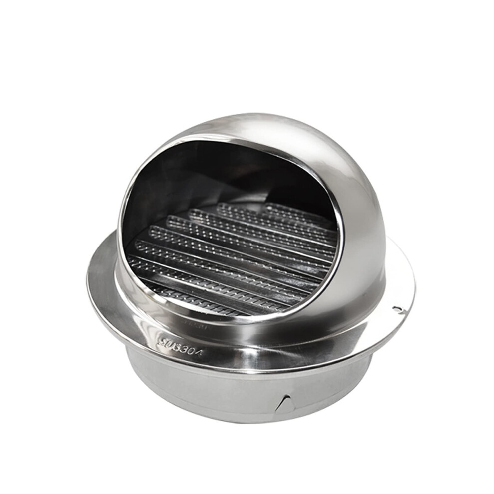 Stainless Steel Vent Hood Wall Cover 304 Rainproof Mesh Outdoor Exhaust For Kitchen Bathroom 125Mm Silver 9053599766940
