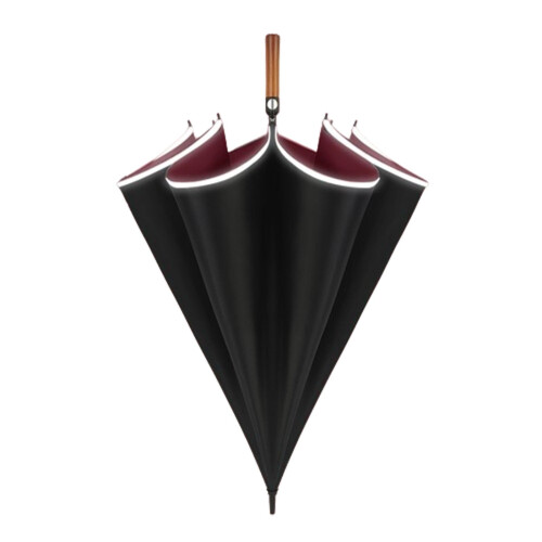 153CM Large Golf Umbrella Windproof DoubleLayer Canopy with Reflective Strip and Long Handle Red
