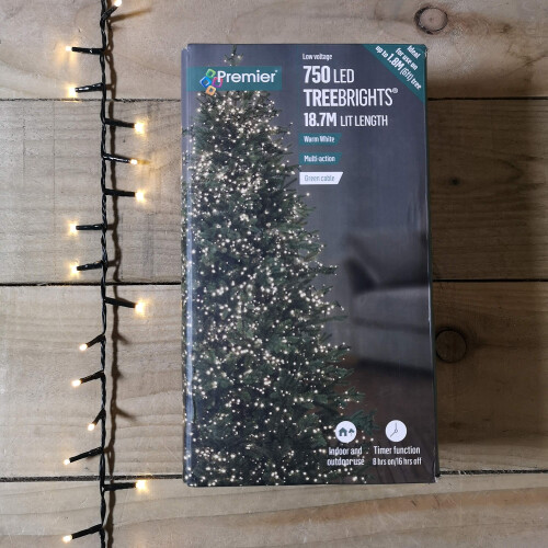 Premier Premier Decorations - 750 Multi Action TreeBrights LED Lights with Timer - Warm White
