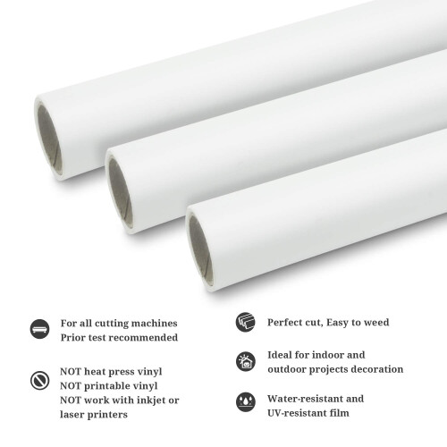 TECKWRAP Permanent Adhesive Vinyl 12" x 10ft, Matte White 1