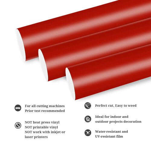 TECKWRAP Permanent Adhesive Vinyl 12" x 10ft, Matte Red 1