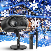 Christmas Projector Lights - Bigger LED Snowflake Projector Lights Outdoor, Moving Rotating Snowstorm with Remote Control Timer, Indoor/Outdoor