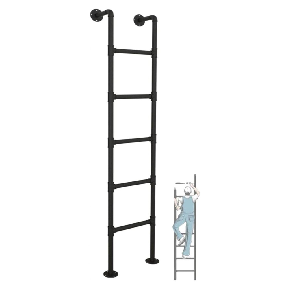Wall Mounted Metal Ladder With Heavyduty Iron Build, Antislip Steps, 48Ft For Loft Bed And Escape 9070919384882