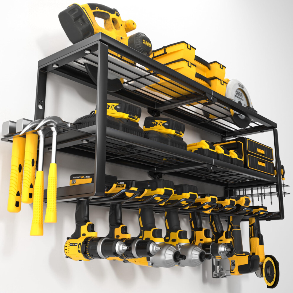 Power Tool Organizer Wall Mount, 8Drill Storage Rack With Charging Station Shelf For Garage And Workshop 9070919384936