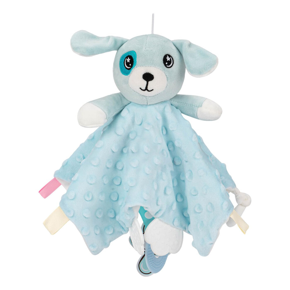 Puppy Baby Security Blanket With Teether Soft Skinfriendly Lovey For Newborn And Toddler Blue