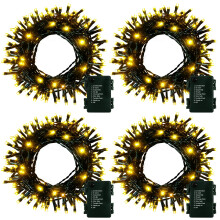 4 Pack Christmas Tree Lights String - 5m 50 LED Outdoor Indoor Battery Operated with Timer 8 Modes Dark Green Wire Fairy Lights for Bedroom Xmas Tree