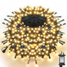 WUJUN 105ft 300 LED Christmas Tree Lights, Christmas String Lights End-to-End Plug 8 Modes Memory Function Outdoor Indoor Fairy Lights, Garden, Party,