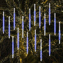 Vikdio Christmas Lights Outdoor, Meteor Shower Lights 16 Spiral Tubes 30cm 480 LEDs 5.25m Lit Length, Waterproof Snowfall Icicle Lights for Outdoor