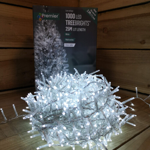 Premier Premier 1000 LED 25m TreeBrights Christmas Lights Cool White Clear Cable 1