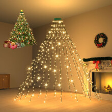 Dalugo Christmas Tree Lights, 2m 400 LED 8 Mode Outdoor Christmas Lights Mains Powered with Timer,Memory Function,IP44 Waterproof Warm White Christmas