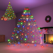 Dalugo Christmas Tree Lights, 2m 16 Lines 400 LED Fairy Light Main Powered with Timer Function, Waterproof 8 Modes Outdoor Xmas? Lights for 5-10ft