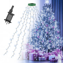 Gcstnn Christmas Tree Lights, 2m*16 Lines 400 LEDs Fairy Lights Mains Powered with 8 Light Modes,Memory & Timing Function,Waterproof for