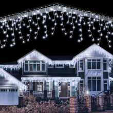 LEDYA Icicle Lights Outdoor, 14m/45.93ft 360 Blue and White LEDs Fairy Lights Plug in, Christmas Lights Waterproof, String Lights with 8 Modes,Timer,
