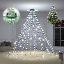 Christmas Tree Lights, Isisyu 480 LED 3M x 16 Lines Xmas Tree Lights Plug in with 8 Modes/Timer/Memory, Waterproof Cold White Christmas Decoration
