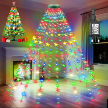 cshare Christmas Tree Lights, 2M x16 Lines 400 LEDs Star Fairy Lights Plug in with Timer 8 Twinkle Modes Memory Waterproof for 5-10Ft Christmas Tree