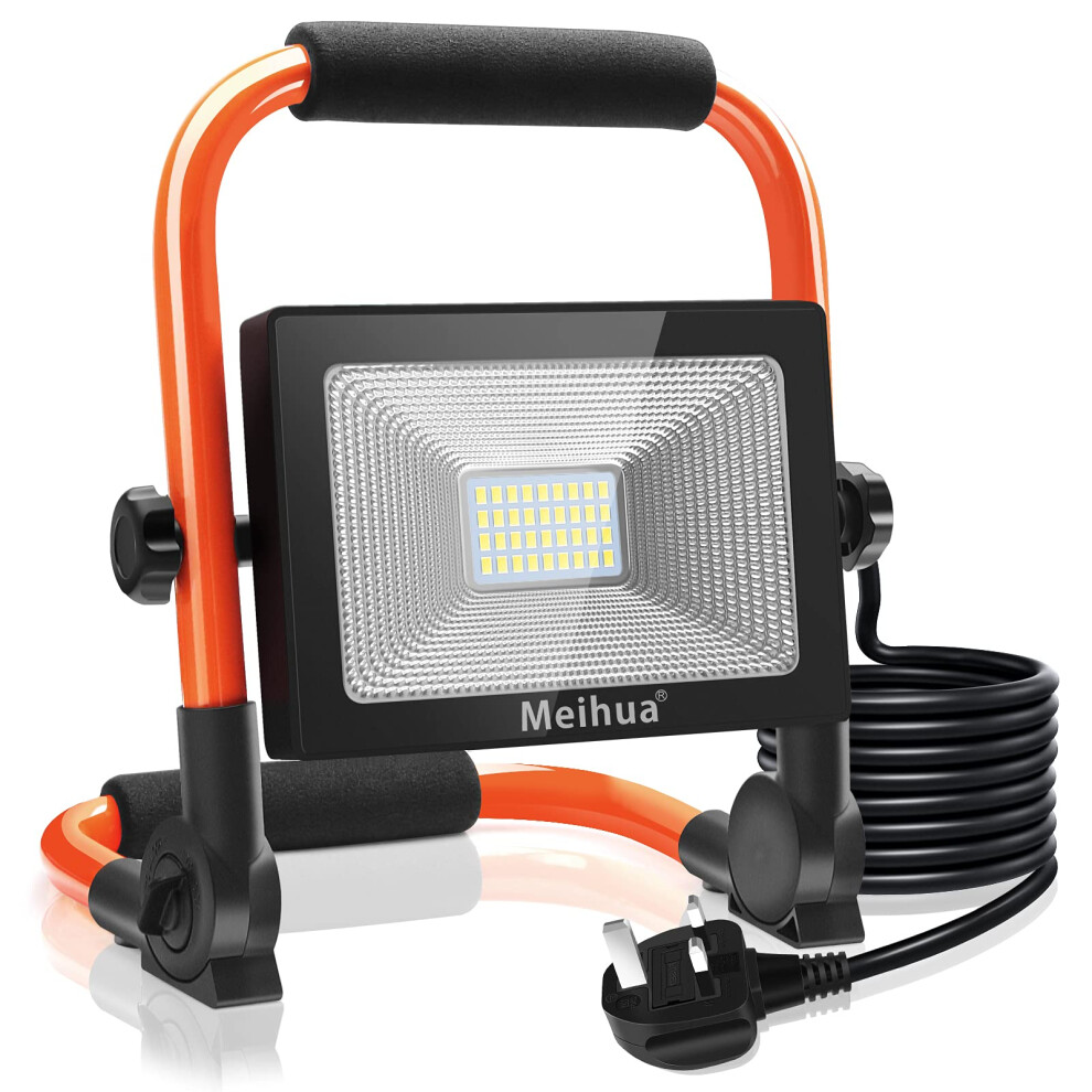 Meihua 35W Led Work Light 3000Lm, Job Site Light, Plug In Folding Floodlight, Portable Stand Work Lights Mains Powered For Car Repairing Home Workshop 5051222075357