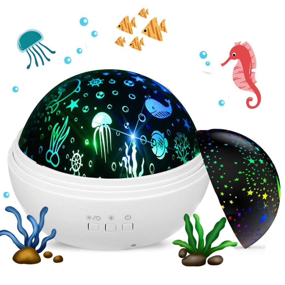 Baby Projector, Star Moon And Ocean Wave Sensory Projector Rotating S, Rechargeable Sensory S For Girls Boys (White) Light/White Swhily