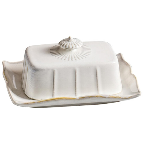 Ceramic Butter Dish with Lid Rectangular Heat Resistant Butter Keeper for Kitchen and Home