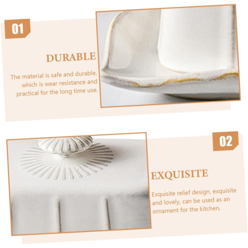 Ceramic Butter Dish with Lid Rectangular Heat Resistant Butter Keeper for Kitchen and Home 1