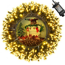Moxled Christmas Tree Lights Warm White - 35M 350 LED Outdoor Christmas Lights Waterproof, Timer, 12 Modes Expandable Fairy String Mains Powered for