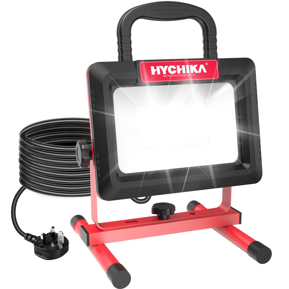 Hychika Led Work Light, 100W 12000Lm Construction Light, Ip65 Waterproof Job Site Lights, 6500K Daylight White With Foldable Stand, 2M Cable For 5051222073919