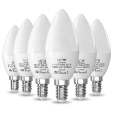 LUTW E14 LED Light Bulb Cool White, 40W SES Bulb Equivalent Candle Bulb, 5W 545lm 6500K 160?Beam Angle C37 Screw Light Bulbs, Non-dimmable, Pack of 6